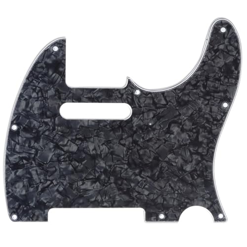 Musiclily Pro 8-Hole Guitar Tele Pickguard for JPN Made Fender Japan Telecaster, 4Ply Black Pearl