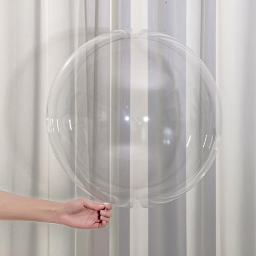 HKYOOD 60PCS 20 Inch Bobo Balloons, Clear Balloons for Stuffing Bubble Baloons Helium Style Large Transparent Balloon for Birthdays Anniversary Weddings Baby Showers Christmas Party Decorations