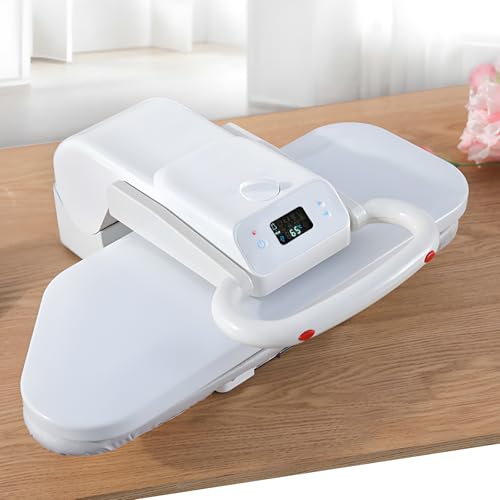 1200W Digital Steam Press for Clothes, 20”x 8” Iron Press with LED Screen, Steam Burst and 5 Temperature Settings, Steam Press Machine for Home & Commercial Use, White Iron Machine for Clothes