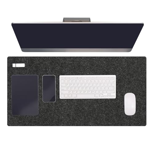 PATIKIL 47.2" x 23.6" Large Felt Desk Pad Protector, Non-Slip Desk Mat Full Table Mouse Pad Keyboard Mats for Laptop Computer Writing Desk Table Gaming Home, Dark Gray