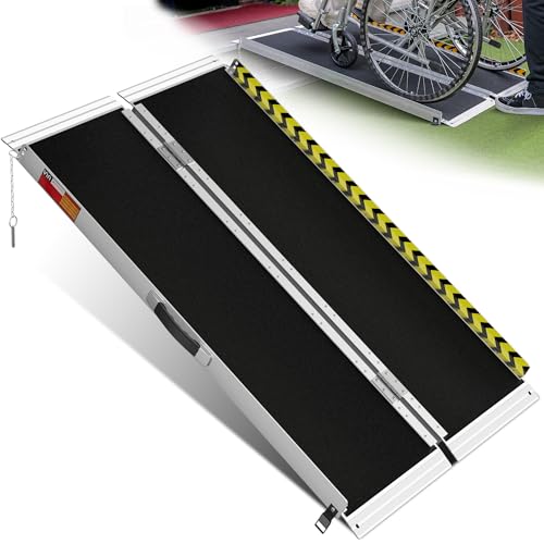 VNN Portable Wheelchair Ramp 4FT, Non-Slip Aluminum Folding Handicap Ramp, Door Threshold Wheelchair Ramps for Home, Wheel Chair Ramp for Home Steps, Scooter Ramp, Doorways