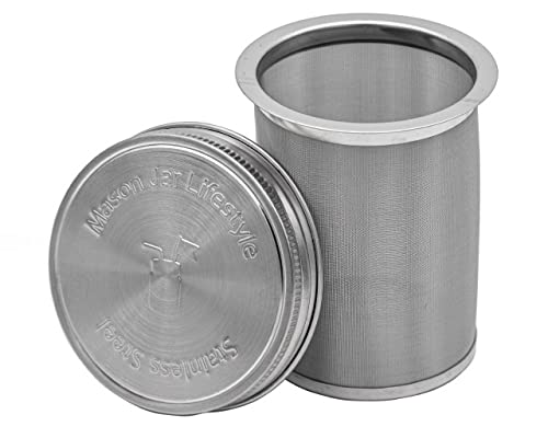 16oz Pint Cold Brew Coffee and Tea Maker Stainless Steel Filter for Mason Jars With Lid and 2 Silicone Seals (No Jar)