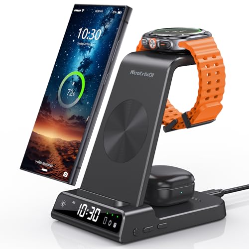 Wireless Charger for Samsung Charging Station, 3 in 1 Android Phone Trio Multiple Devices Charger for Samsung S23 Ultra/Galaxy S22 Ultra/S21/Z Flip 5/Fold 5/Buds, Charger for Galaxy Watch 6/5 Pro/4/3