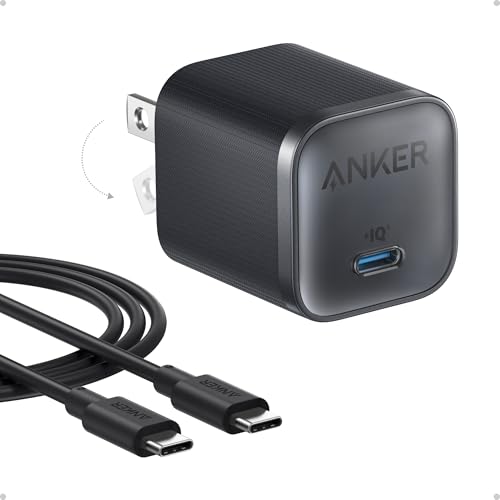 Anker Nano 45W Type C Charger Fast Charging, Compact and Foldable Plug USB C Charger Block for Samsung Galaxy S25 Ultra/S24 Series, iPhone 16 Series, MacBook, Pixel 9, iPad (6 ft Cable Included)