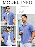 INCERUN Button Down Shirt Men Hawaiian Shirts Short Sleeve Fitted Casual Linen Shirt Beach Wear Vacation Summer Outfits Blue 3X-Large