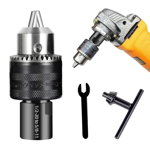 5/8"-11 Thread Angle Grinder Drill Chuck Adapter | 1.5-13mm Metal Drill Chuck with 5/8"-11 Female to 1/2"-20 Male Converter for DIY,Woodworking,Metal Fabrica