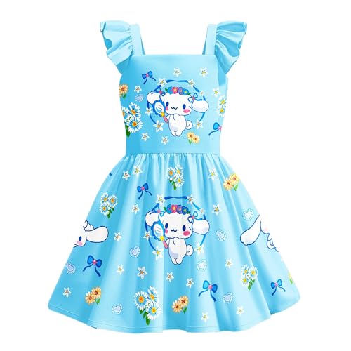 Girls Princess Dress Toddler Ruffle Sleeves Cartoon Casual Clothes Cute Anime Playwear Dresses