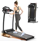 YUEJIQI Treadmills for Home, 3.0HP Folding Treadmill with Incline, Small Space Portable Running Machine, 240 Lbs Capacity with 12 Preset PROG, LED Display, Speaker and Cup Holder
