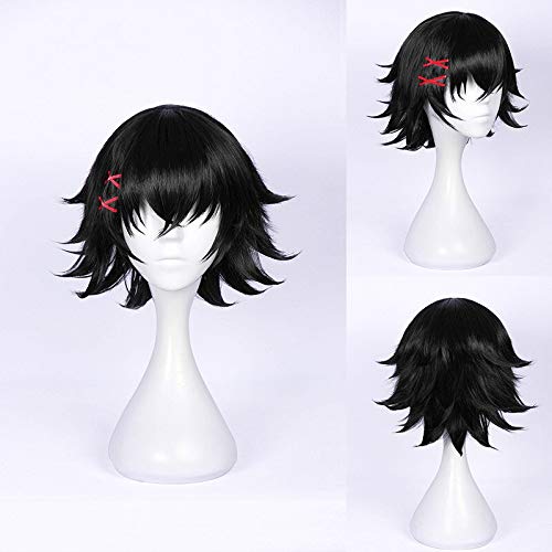 Cosplay Wig Tokyo Ghoul Juzo Suzuya Juuzou Black Short Heat Resistant Synthetic Hair Cosplay Halloween Party Carnival + Wig Cap + Hairpin