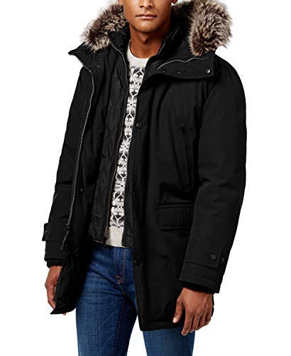 London Fog Men's Snorkel Parka with Bib, Black, XL