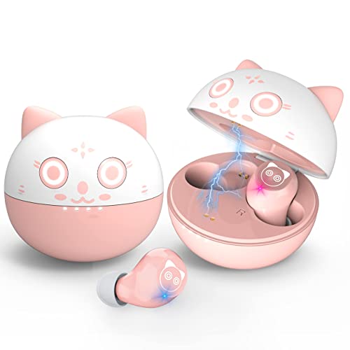 Togetface Bluetooth Kids Earbuds, Pink Wireless Earbuds for Girls and School Classroom Earpods Small Ears Headphone Earphones earpods in-Ear Headset Suitable to use with Microphone.