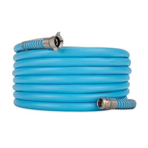 Camco EVOFlex 50-Ft RV Drinking Water Hose - Features Extra Flexible Design w/Stainless Steel Strain Relief Ends - Lead-Free, BPA-Free and Phthalate-Free - 5/8” Inside Diameter (22596)