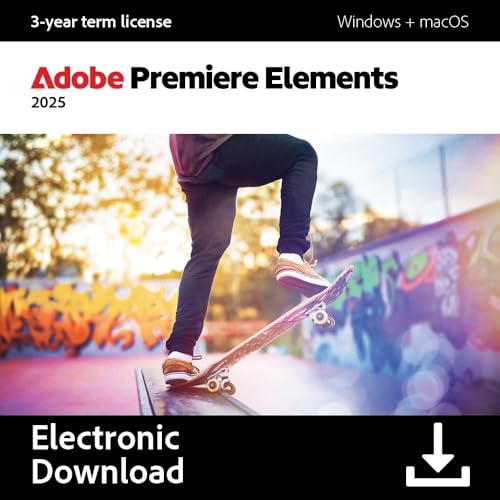 Adobe Premiere Elements 2025 | PC/Mac Code | Software Download | Video Editing | 3-year term license | Activation Required