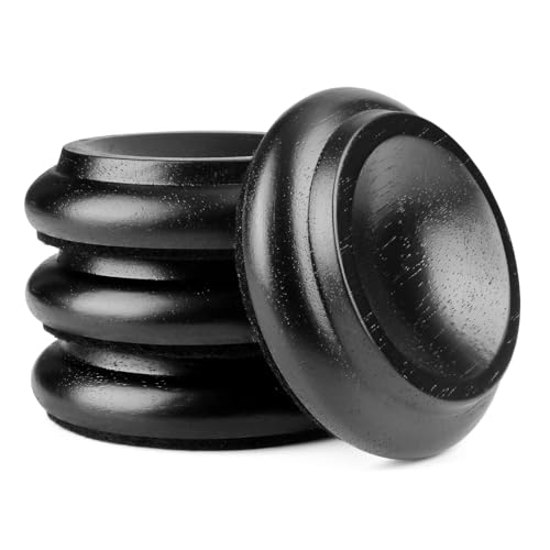 Premium Solid Wood Furniture Pads 4-Pack - Shock-Absorbing, Scratch-Proof Floor Protectors for Bed, Sofa, Chairs on Hardwood Floors & Carpets (Blackwood, Round)