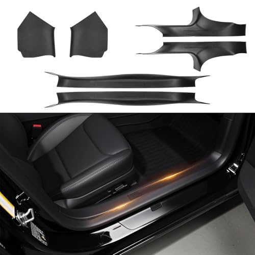 BMZX for Tesla Model 3 Accessories 2024 2025 Highland Door Sill Protector Front and Rear Door Entry Edge Guard Decoration Scuff for Tesla Model 3 Highland 2025 (ABS Material) Pack of 6
