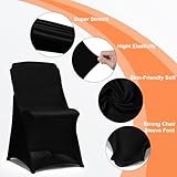 RhymBar Black Chair Covers 100 Pack, Spandex Folding Chair Covers, Universal Stretch Washable Fitted Slipcovers for Wedding, Party, Celebration, Black