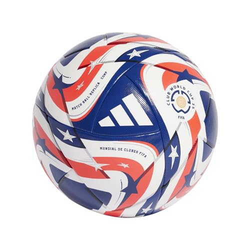 adidas FIFA Club World Cup Competition Ball - Thermally Bonded Seamless Construction, FIFA Quality Pro Certified, Bold Design Inspired by Flags and Stars (White/POBLUE/DKBLUE/Lucre, 4)