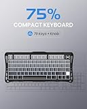 GravaStar Mercury K1 75% Wireless Mechanical Gaming Keyboard, Aluminum Alloy Exoskeleton Design, Gasket Compact Custom Keyboard Hot-Swap Socket, Linear Switches, with RGB Backlit & Frame