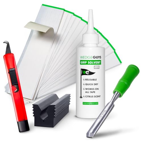 Wedge Guys Golf Grip Kits for Regripping Golf Clubs - Professional Quality - Options Include Hook Blade, 15 or 30 Tape Strips, 5 or 8 oz Solvent, Grip Tape Remover, Bench Vise & Rubber Clamp