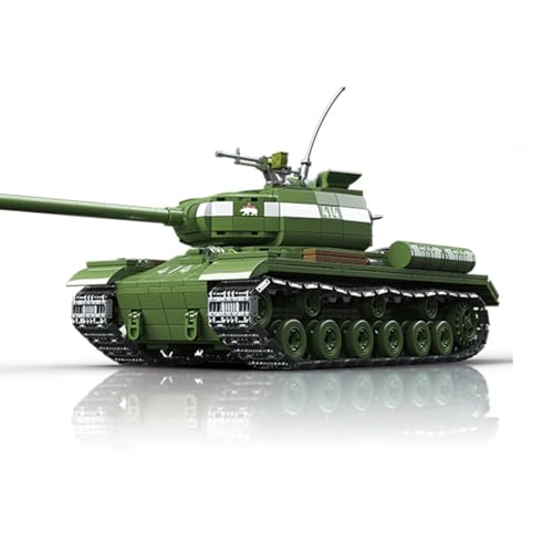 Zorwlodc WW2 Army Tank Building Set, Military IS2 Heavy Tank Model with Soldiers and Weapons, 1703 PCS, Military Tank Building Block Compatible with Lego