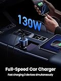 UGREEN 130W USB C Car Charger, PD 100W +PD 30W Type C Car Charger Adapter, Fast Charging Car Charger Compatible with iPhone 16 16 Plus 16 Pro 16 Pro Max, Galaxy S24 S23 Ultra, iPad, MacBook, and More