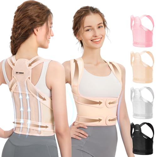 Fit Geno Back Brace Posture Corrector for Men & Women: Shoulder Straightener Adjustable Full Back Support Pain Relief - Scoliosis Hunchback Spine Corrector (Medium)
