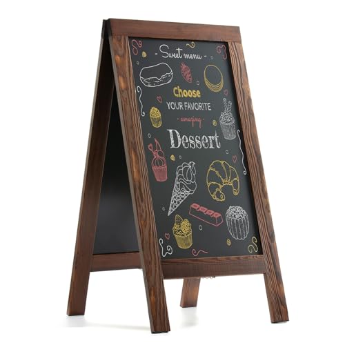 DAHAPYBOO Sandwich Board 40"x20" Solid Pine Wood Rustic Brown,Chalk Board Sign Board,Sandwich Board Signs Outdoor, Chalkboard Easel,A Frame Chalkboard Sign,Menu Chalkboard