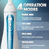 Water Dental Flosser Pick for Teeth: Nicwell 4 Modes Cordless Portable Rechargeable Oral Irrigator IPX7 Waterproof Cleaner Pik Deep Cleaning Flossing Pic Machine for Home Travel