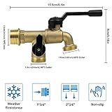 Outdoor Double Taps Water Faucet, Wall Mounted Garden Two 3/4 inch Brass Ball Valves Water Tap Splitter, Frost-Proof Outside Spigot Replacement with 2 Outlets for Home, Balcony, Hose Connector