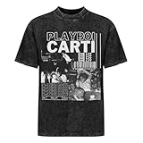 Men Women Playboi Rapper Carti T Shirts Vintage Oversized Short Sleeve Funny Round Neck Tee Shirt for Men Women L