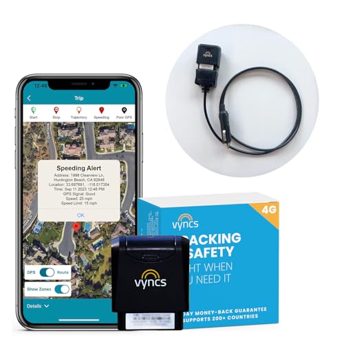 Business Fleet GPS Tracker Vyncs NonOBD No Monthly Fee, 4G LTE, Real Time Truck Tracking, SIM, 1 Year Data Plan, Trips, Vehicle Maintenance, Driver Alerts, Unlimited Vehicles Activation Fee