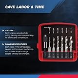 NEIKO 10059A Combination Drill and Tap Bit Set with Quick Change Adapter, 13 Piece, SAE (6-32NC to 1/4-20NC) and Metric Drill Bit Set (M3 to M10), Metric Tap Set