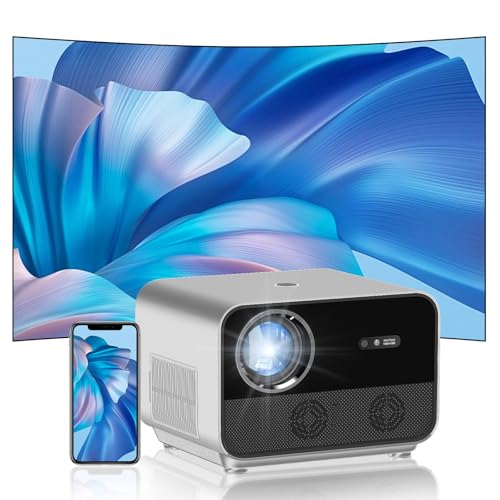 Projector with WiFi and Bluetooth, Native 1080P, 4K Supported, 20W Speaker Video Projector for Bedroom, Indoor/Outdoor, Movie Projector Compatible with Android/iOS/TV Stick/HDMI/USB
