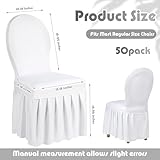 Oudain Chair Slip Covers with Skirt Wedding Long Stretch Spandex Dining Chair Cover Protectors Removable and Washable for Hotel and Wedding Ceremony(White,50 Pieces)