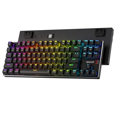 Redragon K660RGB-PRO (K556 TKL) Wireless Gaming Keyboard, 80% 87 Keys BT/2.4Ghz Tri-Mode Aluminum Mechanical Keyboard w/Mac Function Keys, Hot-Swap Sockets & Noise Absorbing Form, Red Switch