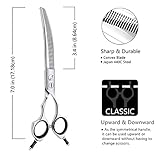 HASHIMOTO Curved Thinning Shears for Dogs,Curved Dog Thinning Shears for Grooming,Cat Curved Blender,50 Teeth,7.0 Inch,30% Thinning Rate,Light Weight.Designed for Pet Groomers or Family DIY Use.