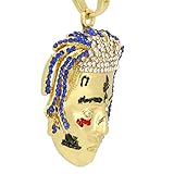 L2JK 14k Gold Plated Hip Hop Rapper Exquisite Tentacion R.I.P Pendant Franco Chain 24" Necklace (Gold)