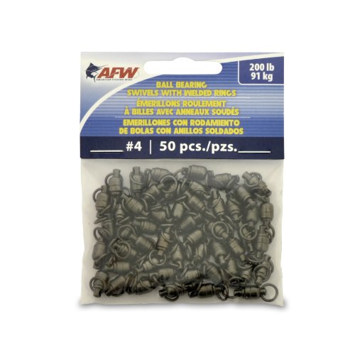 American Fishing Wire Black Ball Bearing Swivels (50 Pieces), Size 4, 200 Pound Test