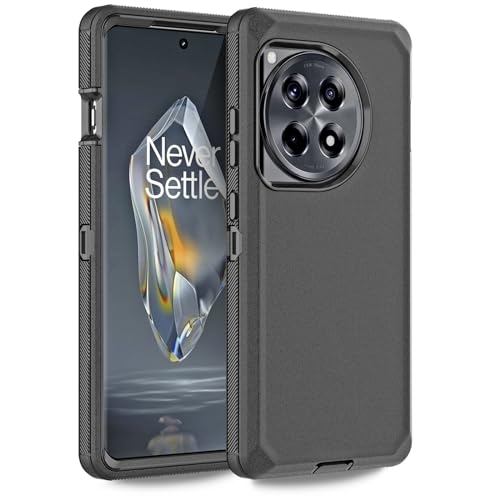 Anloes Case for Oneplus 12R 5G(2024), Phone Case Heavy Duty Shockproof Dustproof Rugged Protective, 3 in 1 Bumper Cover for One Plus 12R (Black)