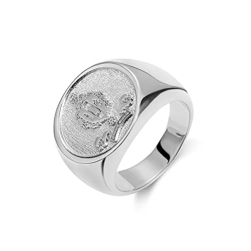 AILIN Vintage Wax Seal Custom Signet Ring 925 Sterling Silver Badge Family Crests Coat of Arms Personalized Engraved Jewelry Party Birthday Gifts for Men Women Father Brother Grandfather