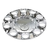 2 Chrome Front Hub Axle Cover Center Caps with 33mm Lug Nut Covers Replacement for Semi Truck 20 in, 22.5 in and 24.5 in Wheels