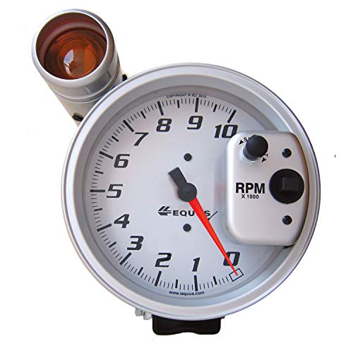 Equus E6081S 5" Tachometer 10K RPM Silver Dial & Shift Light