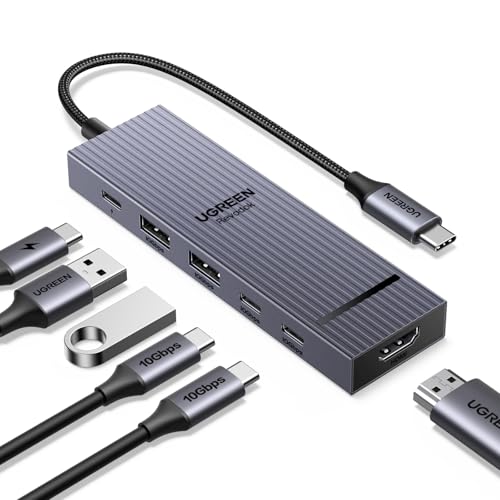 UGREEN Revodok Pro USB-C Hub 6 in 1 10Gbps USB C 3.2 & USB-A 3.2 4K 60Hz HDMI, 100W Power Delivery for MacBook Pro/Air, iPad Pro, Thinkpad Rog Ally and More.