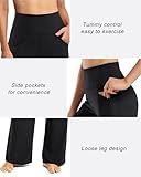 Promover Wide Leg Pants Woman Yoga Pants with Pockets Loose Stretch Casual Lounge Sweatpants Women Fashion Clothing(Black,L,30")