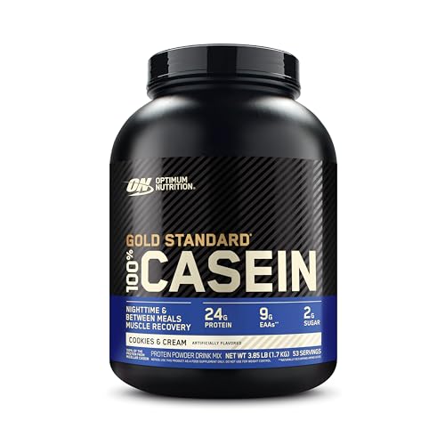 Optimum Nutrition Gold Standard 100% Micellar Casein Protein Powder, Slow Digesting, Helps Keep You Full, Overnight Muscle Recovery, Cookies and Cream, 4 Pound (Packaging May Vary)