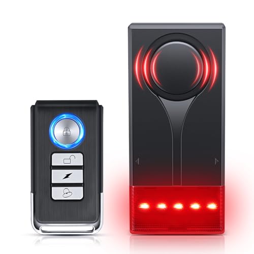 Car Anti-Theft Vibration Alarm, ELECTOP 108dB Car Vibration Sound & Light Alarm, Wireless Remote Vibration Sensor Car Alarm Vehicle Security Alarm System Automotive Warning Interior Safety Red Light