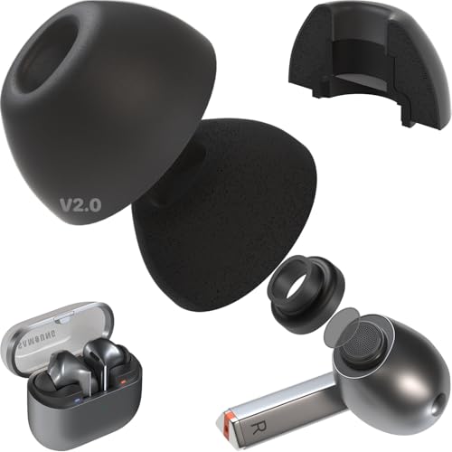 Galaxy Foams Pro 3 V2 Memory Foam Ear Tips for Galaxy Buds3 Pro & Buds Pro 3 with Improved Memory Foam Shield, Improved Shape Fitment, Improved Comfort, More Foam, Stronger Tube, Lifetime Replacement