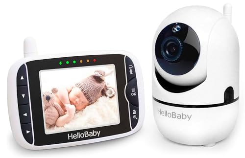 HelloBaby Baby Monitor with Remote Pan-Tilt-Zoom Camera and 3.2'' LCD Screen, Infrared Night Vision (Black)