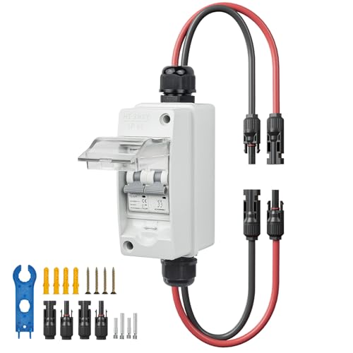 Pjerjzn Solar Panel Disconnect Switch 1000V 30A PV Disconnect Switch Outdoor Miniature Circuit Breaker IP65 for Solar PV Homes Battery (1000V 30 Amp)