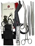 Artlab - Emt and First Responder Tool Kit Set of 6 :Adjustable Nylon Belt Pouch, Premium First Aid Gear: Emt Shears, 7.25" Bandage Scissors, 5.5" Forceps, 5.5"+4.5",Hemostat 5.5",Pen Light